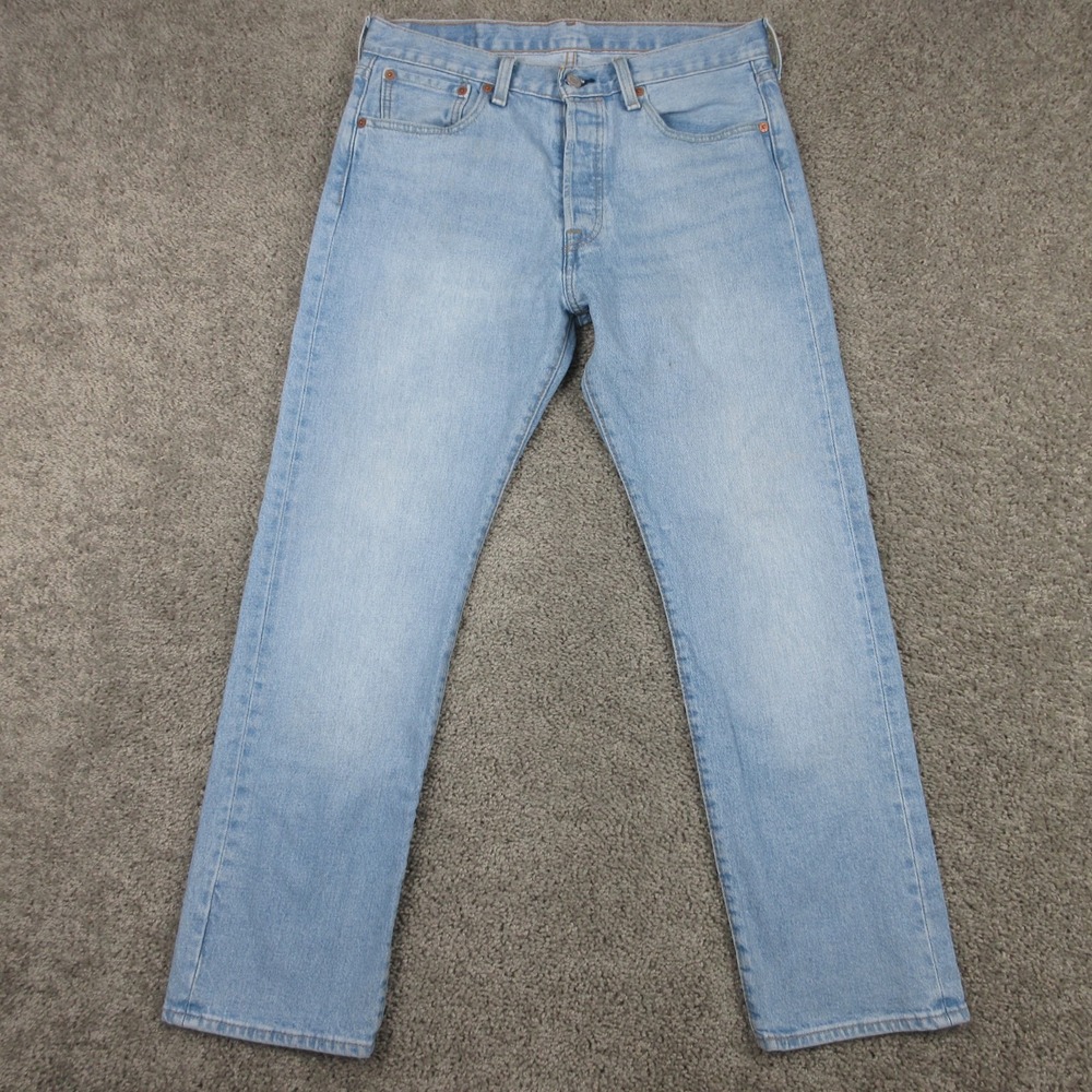 Levis Jeans Mens 32x30 Blue 501 Button Fly Original Straight Light Denim Pants